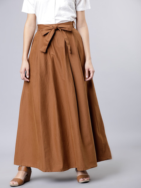

Tokyo Talkies Women Brown Solid A-Line Maxi Skirt
