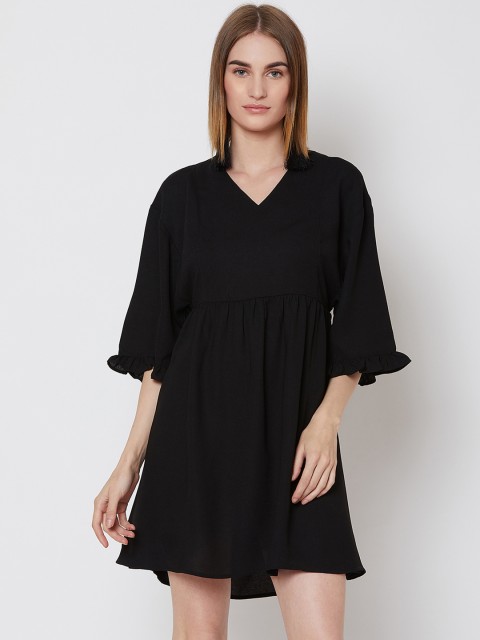 

Nun Women Solid Black Fit and Flare Dress