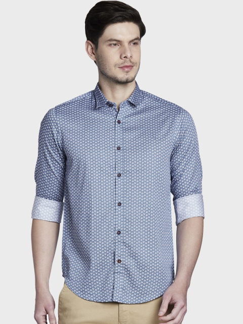 

ColorPlus Men Blue Slim Fit Printed Casual Shirt