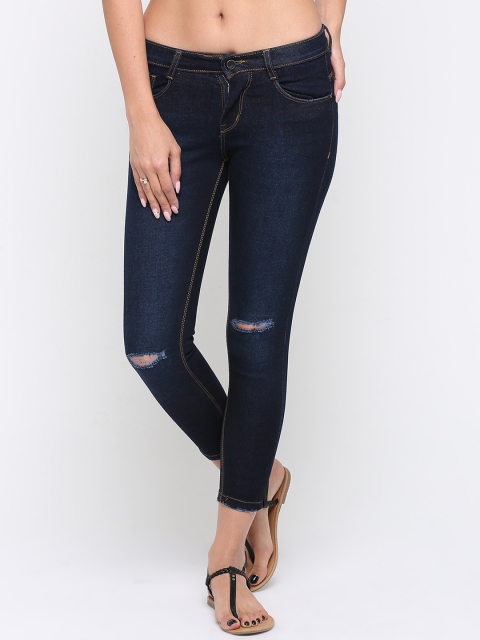 

ZHEIA Women Blue Skinny Fit Mid-Rise Slash Knee Stretchable Jeans
