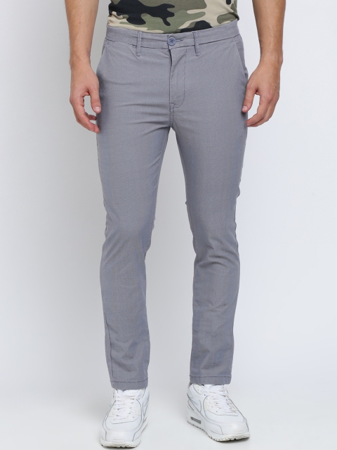 

Breakbounce Men Grey Slim Fit Self Design Regular Trousers