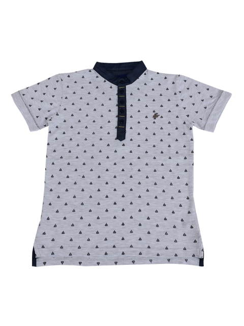 

Lil Tomatoes Boys Grey Melange Printed Polo Collar T-shirt