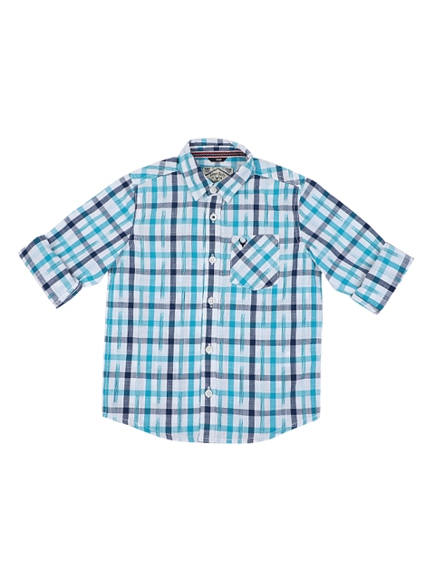 

Allen Solly Junior Boys White & Blue Regular Fit Checked Casual Shirt