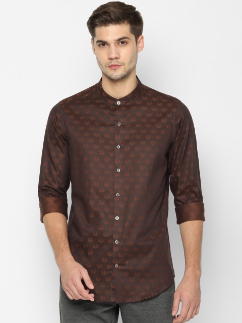 

SIMON CARTER LONDON Men Brown Slim Fit Self Design Casual Shirt