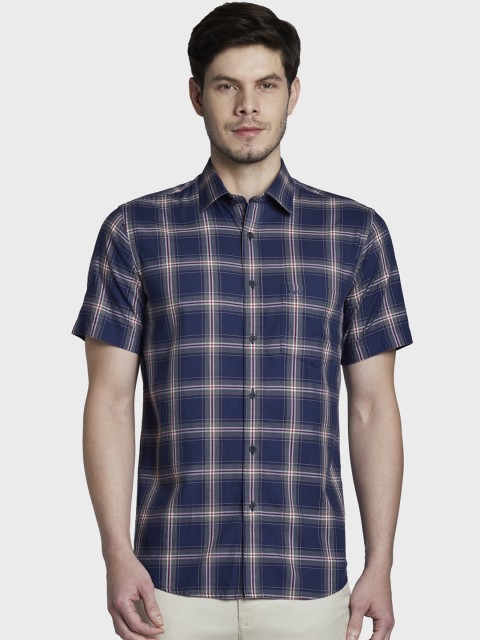 

ColorPlus Men Blue & Beige Tailored Fit Checked Casual Shirt