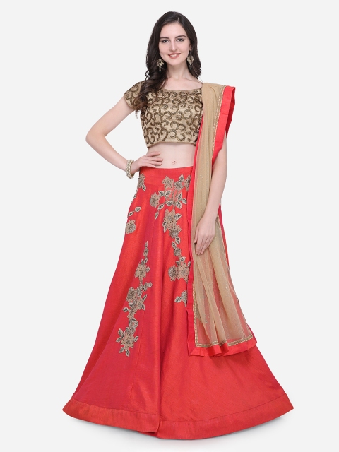 

Stylee LIFESTYLE Red Semi-Stitched Lehenga & Blouse with Dupatta