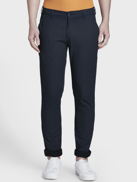 

ColorPlus Men Navy Blue Regular Fit Checked Regular Trousers