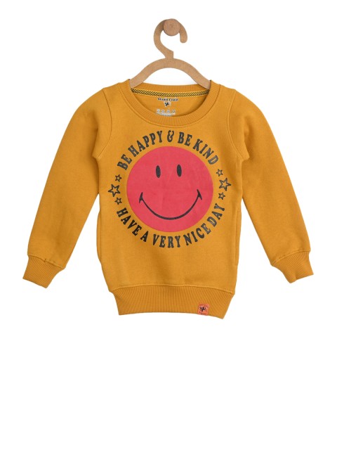 

Stupid Cupid Girls Mustard Yellow Printed Sweatshirt