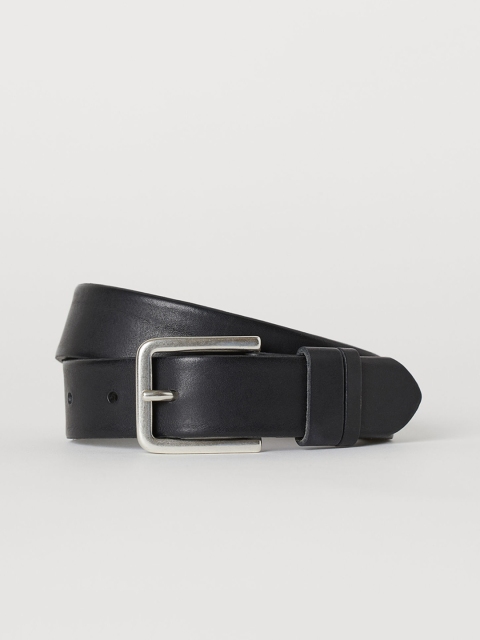

H&M Men Black Solid Leather Belt