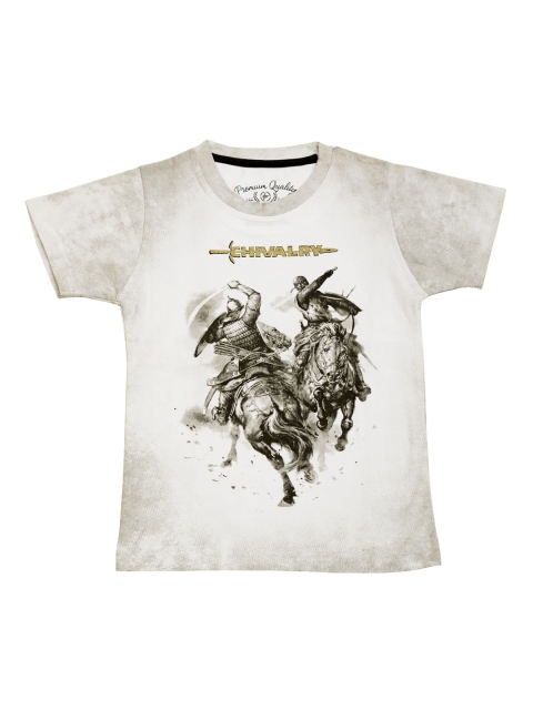 

Lil Tomatoes Boys Off-White Printed Round Neck T-shirt