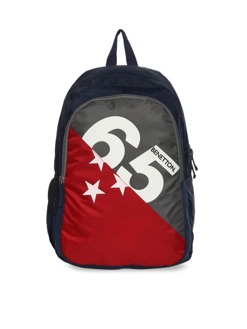 

United Colors of Benetton Unisex Grey & Red Colourblocked Backpack