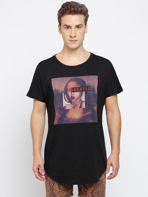 

Breakbounce Men Black Printed Round Neck T-shirt