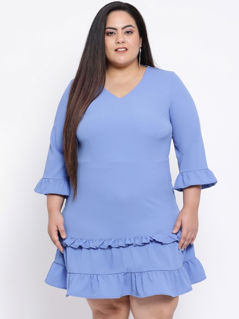 

Oxolloxo Women Blue Solid Fit and Flare Dress