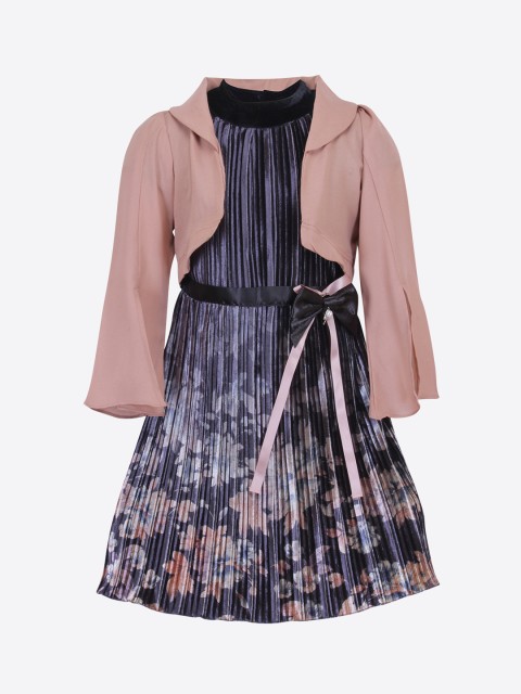 

CUTECUMBER Girls Printed Beige Fit and Flare Dress