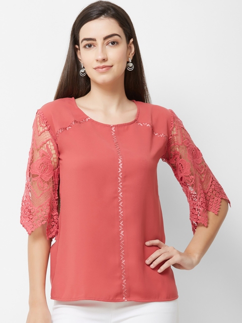 

Soie Women Coral Solid Top