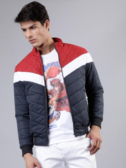 

LOCOMOTIVE Men Navy Blue Colourblocked Jacket