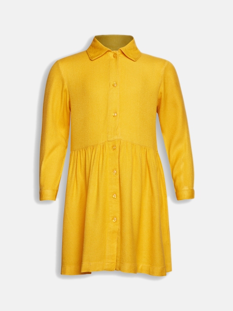 

Oxolloxo Girls Yellow Solid Shirt Dress