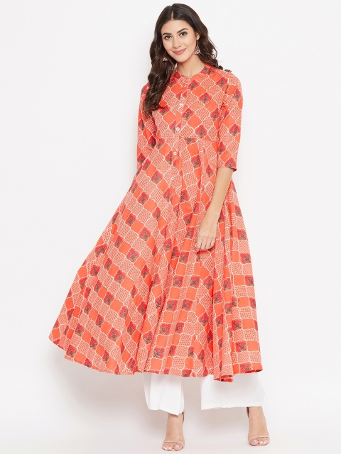 

rangeelo rajasthan Women Orange Printed A-Line Kurta