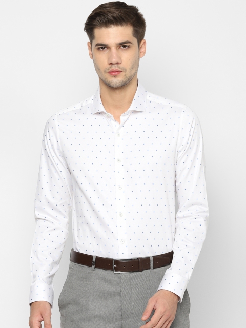

SIMON CARTER LONDON Men White & Blue Slim Fit Printed Formal Shirt