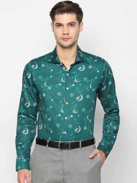 

SIMON CARTER LONDON Men Teal Slim Fit Printed Formal Shirt