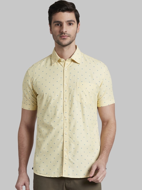 

Parx Men Yellow Slim Fit Printed Casual Shirt