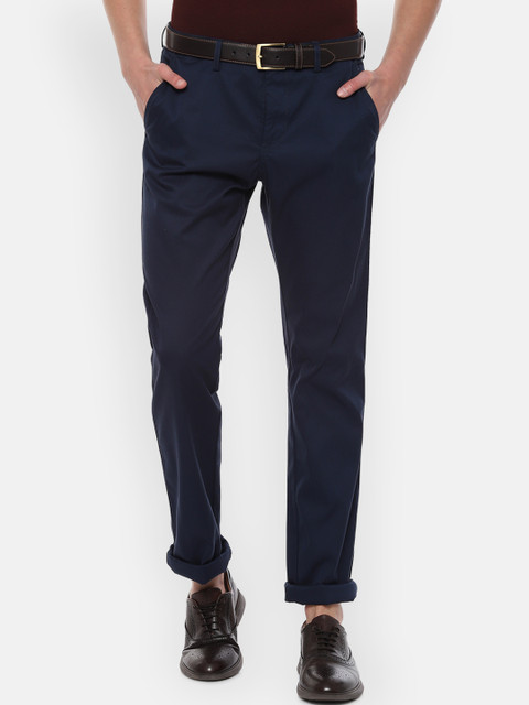 

Allen Solly Men Navy Blue Regular Fit Solid Regular Trousers