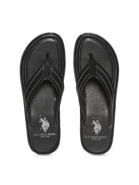 

U.S. Polo Assn. Men Black SIESTA Solid Leather Sandals