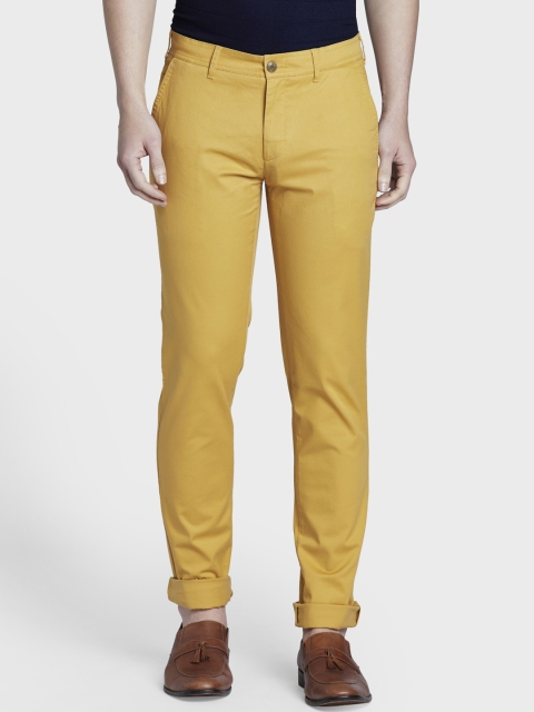 

ColorPlus Men Mustard Regular Fit Solid Regular Trousers