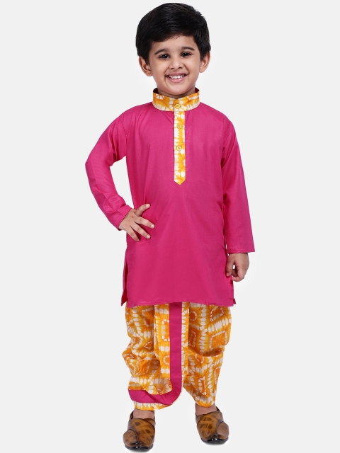 

BownBee Boys Yellow & Pink Printed Kurta with Dhoti Pants