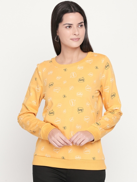 

Honey by Pantaloons Women Yellow Printed Sweatshirt