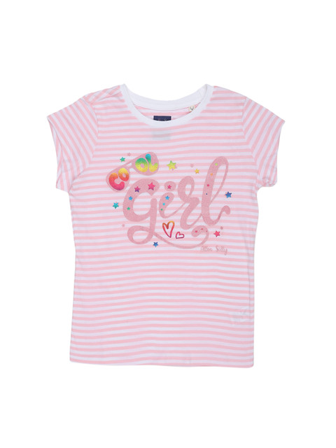 

Allen Solly Junior Girls Pink Striped Round Neck T-shirt