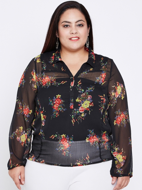

Oxolloxo Women Black Printed Shirt Style Top