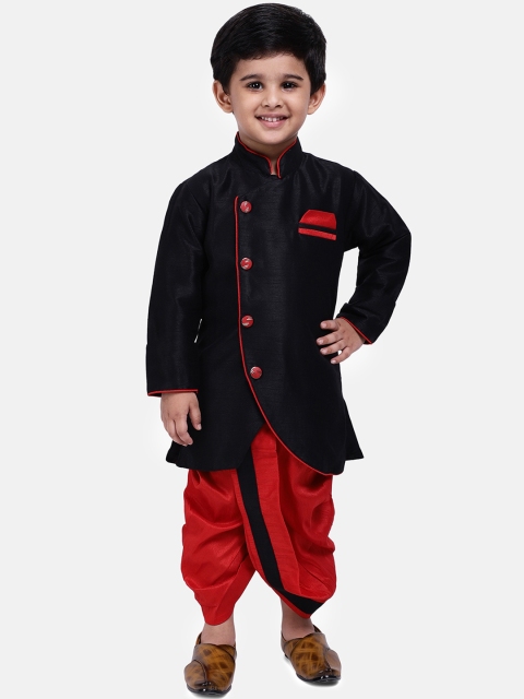 

BownBee Boys Black & Red Solid Kurta with Dhoti Pants