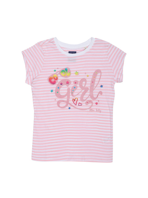 

Allen Solly Junior Girls Pink Striped Round Neck T-shirt