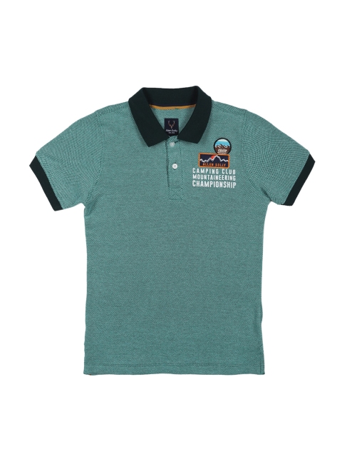 

Allen Solly Junior Boys Green Solid Polo Collar T-shirt