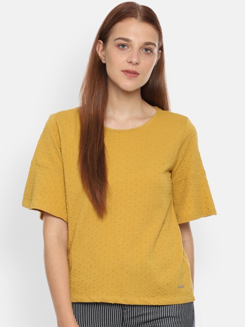 

Van Heusen Woman Yellow Solid Pure Cotton Top