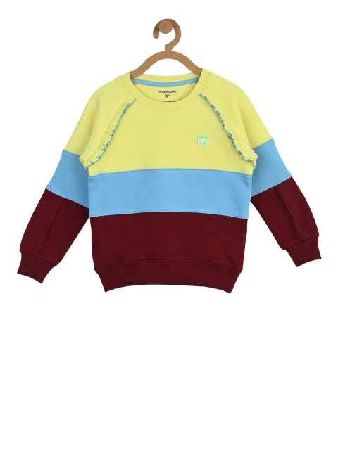 

Stupid Cupid Girls Yellow & Blue Colourblocked Sweatshirt