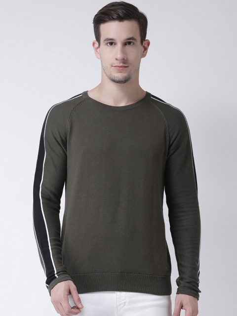 

Club York Men Olive Brown Solid Pullover Sweater