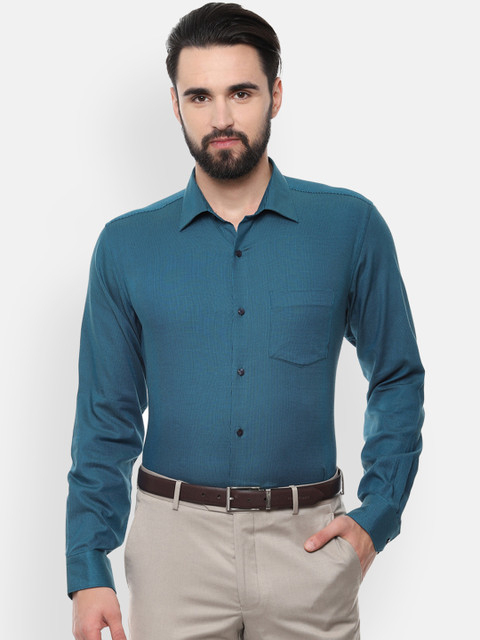 

Van Heusen Men Teal Green Regular Fit Self Design Formal Shirt