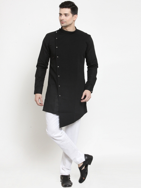 

RG DESIGNERS Men Black Solid Kurta with Trousers