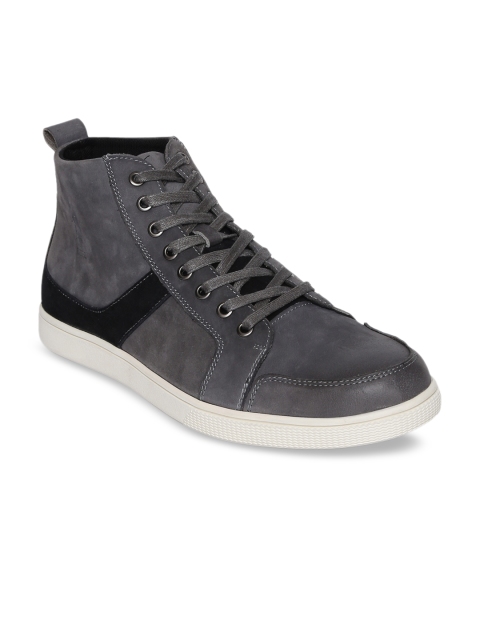 

U.S. Polo Assn. Men Grey Solid Mid-Top Sneakers