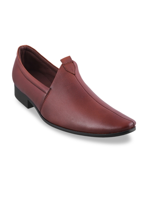 

Metro Men Brown Solid Leather Formal Slip-On Shoes