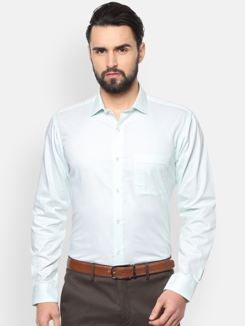 

Van Heusen Men Green Boxy Self Design Formal Shirt