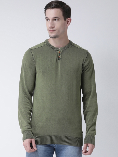 

Club York Men Green Solid Pullover Sweater