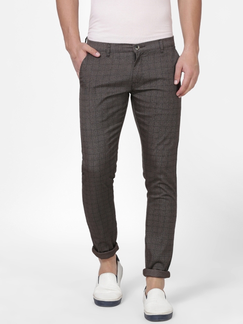 

NO NEXT Men Brown Smart Slim Fit Checked Regular Trousers