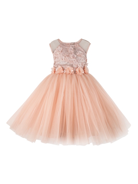 

Toy Balloon kids Girls Embellished Peach-Coloured Fit and Flare Dress