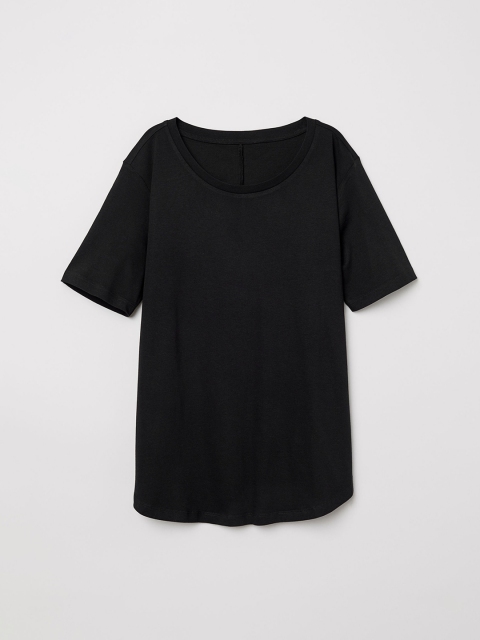 

H&M Women Black Solid Round Neck T-shirt