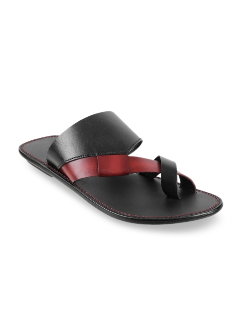 

Metro Men Black & Red Leather Comfort Sandals