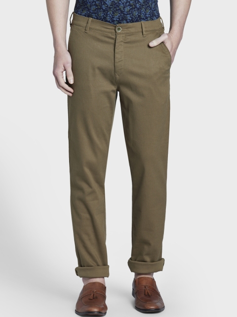 

ColorPlus Men Khaki Tapered Fit Solid Regular Trousers