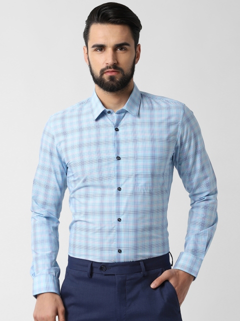

Peter England Men Blue & Pink Slim Fit Checked Formal Shirt